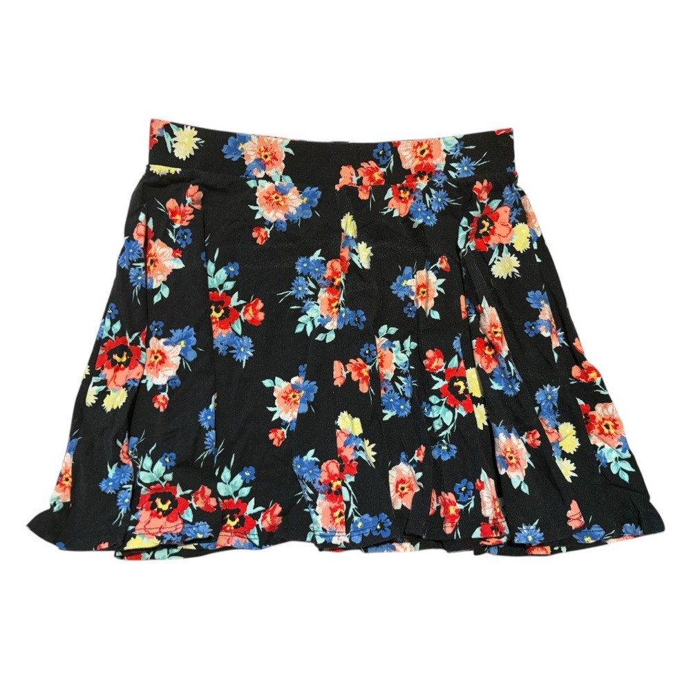 SO Black Floral Skater Skirt
